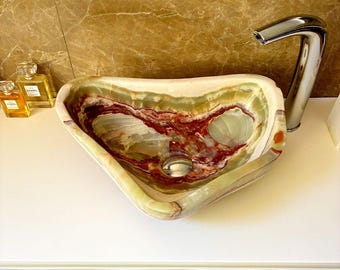 Lavabo en pierre - Lavabo en onyx vert pour meuble sous-vasque à poser