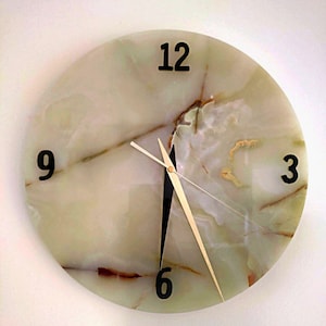 Wall clock, Natural marble clock, Modern Wall Decor, Decorative wall clock - Number wall clock D 13.7&quot;