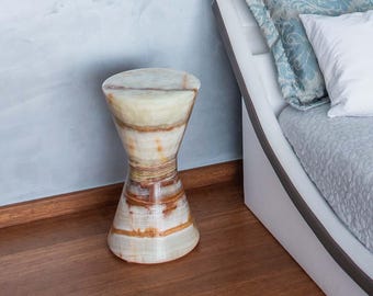 Onyx Bedside Table | Minimalist Modern Designer Furniture | Natural Stone Nightstand