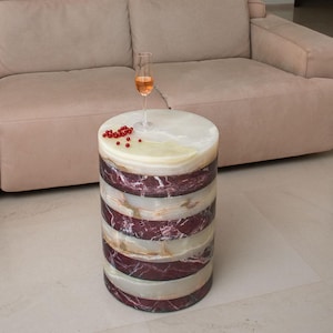 Onyx coffee table, End side table, Marble Onyx table, Plinth table, Bed side table, Cocktail table