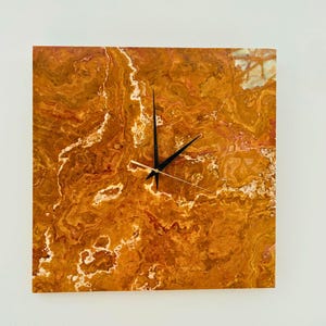 Brown Onyx Wall Clock: Oversized Wall clock, Vintage Style, Natural stone Decor