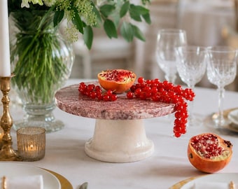 Marble Pedestal Cake Stand – Wedding Dessert Display, Natural Stone Serving Tray & Centerpiece
