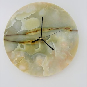 Green Onyx Wall Clock: Minimalist Wall Clock Decor, 13.7&quot;