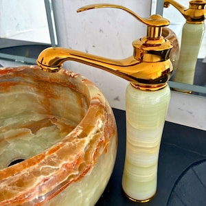 Tall Onyx Bathroom Faucet: Hot Cold Brass Tap, Deck Mounted
