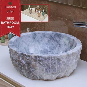 Handmade Round Marble Vessel Sink: 15.7&quot; Natural Stone Basin