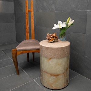 Onyx table, Bedside table, Solid stone table, Living room decor, Luxury designer table