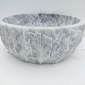 Grey Marble Vessel Sink – Stone Bathroom Washbasin for Vanity, Modern Design