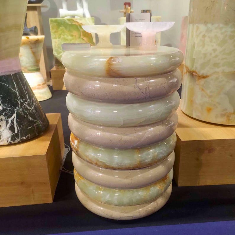 Small marble onyx table with light