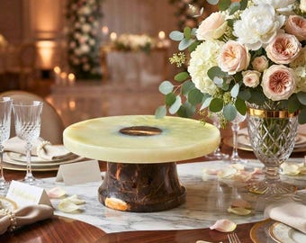 Marble Pedestal Dessert Stand – Footed Wedding Cake Display, Cupcake Stand & Serving Tray