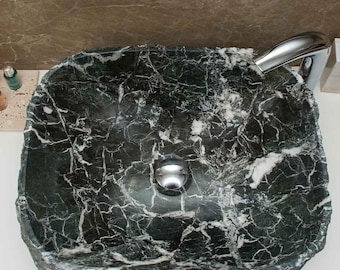 Lavabo-vasque en marbre noir-vert, lavabo de luxe pour salle de bain spa