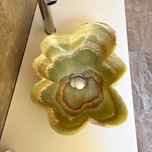 Lavabo-vasque en onyx translucide - Lavabo de salle de bain en pierre pour meuble-lavabo, plan de travail ou salle d'eau,