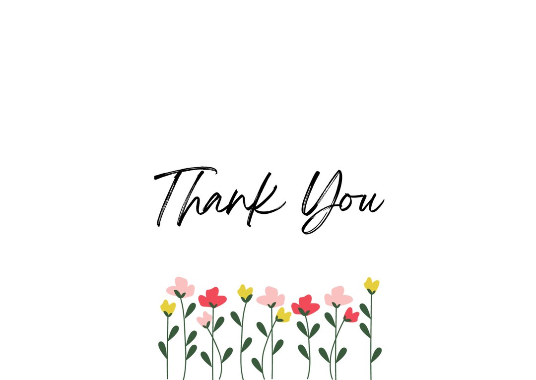 Printable Thank You Card Digital Download Thank You Card Etsy