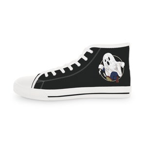 Ghost Funny Black Men&#39;s High Top Sneakers, Custom Sneakers, Casual Sneakers, Tie Sneakers