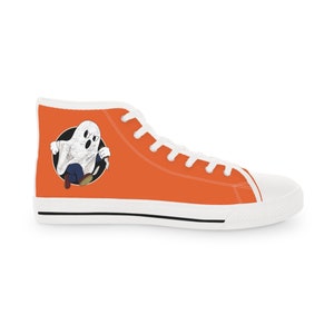 Ghost Fall Funny Orange Men&#39;s High Top Sneakers, Tie Sneakers, Casual Sneakers, Unique Sneakers