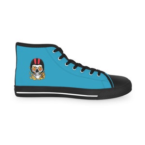 Christmas Gift, Skull Fall Turquoise Men&#39;s High Top Sneakers, Tie Sneakers, Casual Sneakers, Custom Sneakers
