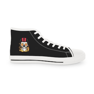 Skull Fall Black Men&#39;s High Top Sneakers, Casual Sneakers, Tie Sneakers, Custom Sneakers, Christmas Gift