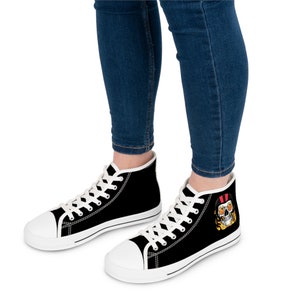 Retro Skull Gift, Womens Sneakers, Casual Sneakers, Tie Sneakers, High Top Sneakers, Christmas Gift