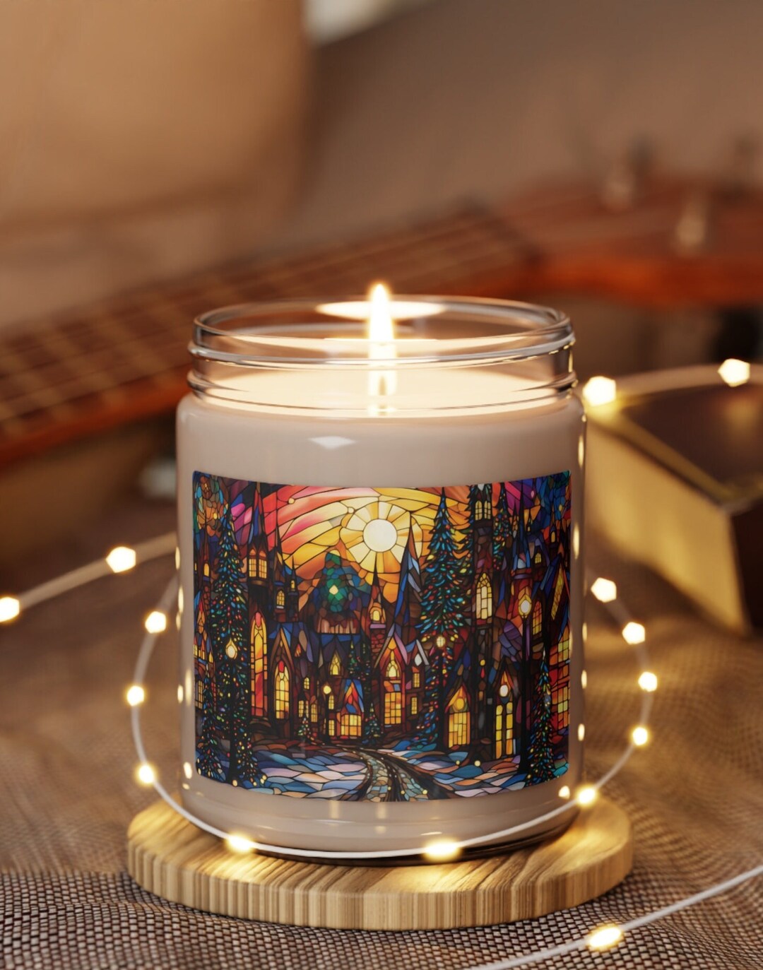 Christmas Village Candle Christmas Town Candle. Stained Etsy