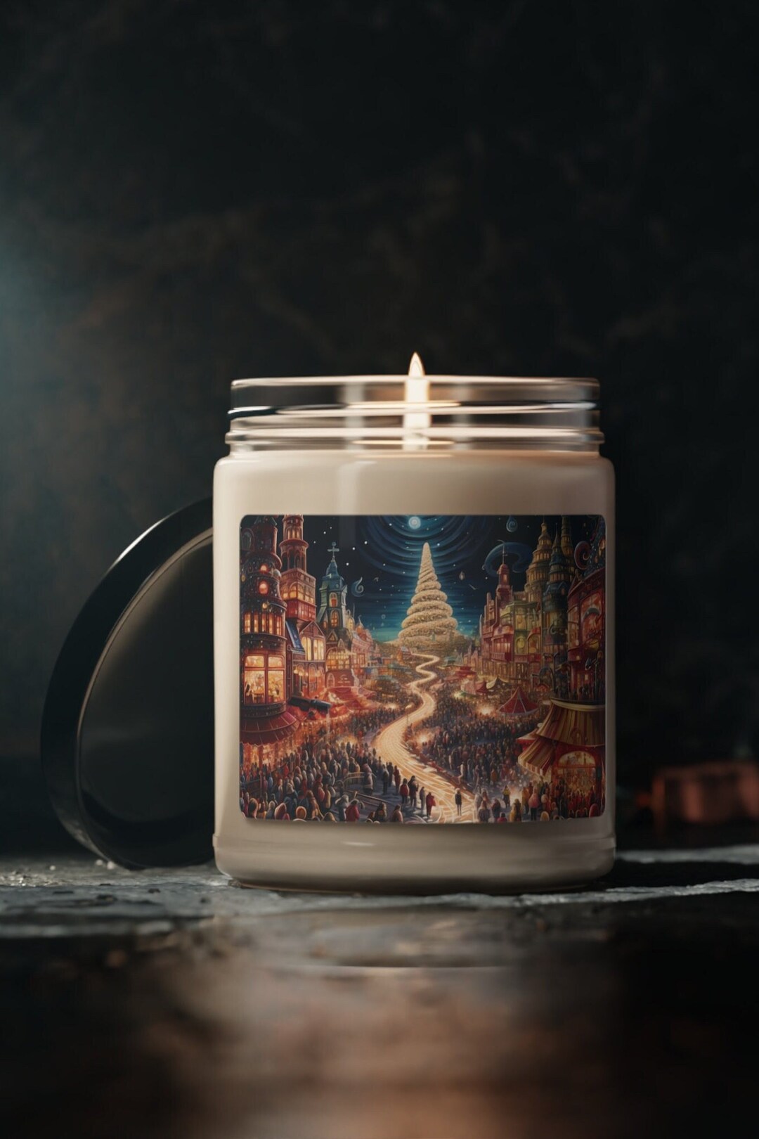 Christmas Village Candle Christmas Town Candle Circles Etsy