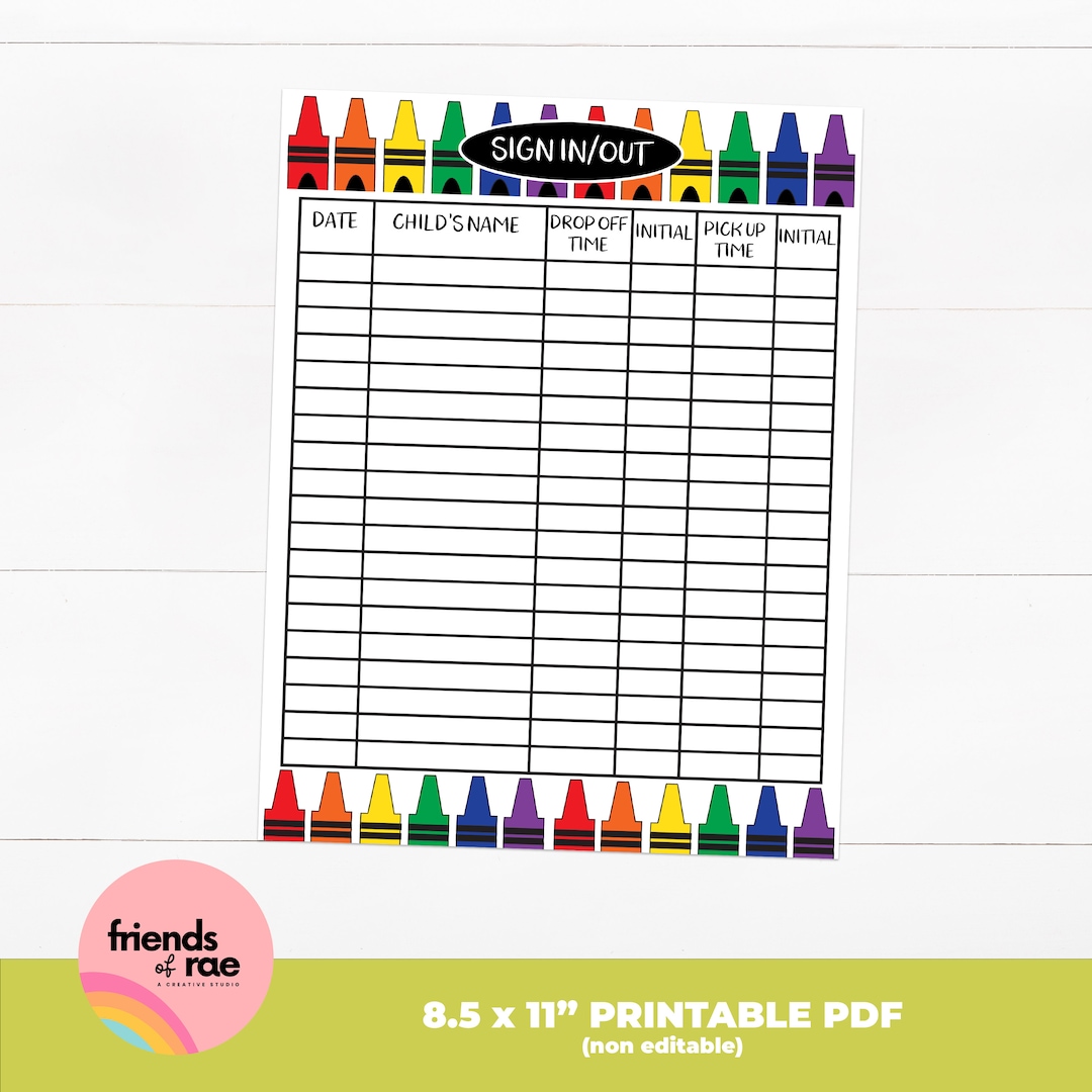 Vibrant Crayon Magic Crayon Daycare Signin Sheet Fun Etsy