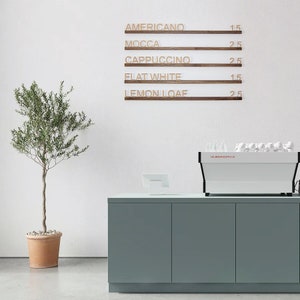 Trilhos de menu montados na parede, menu de parede de café, quadro de letras mutável, menu de barbearia, trilhos de menu mutáveis