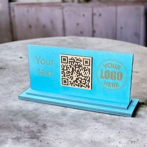 Custom QR Code Table Sign, QR code menu, QR code menu sign, Wooden qr cod sign