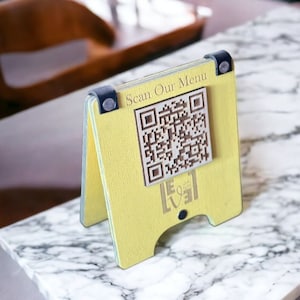 Custom QR Code Table Sign, QR code menu, QR code menu sign, Wooden qr cod sign