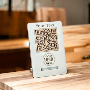 Signo de tabla de código QR personalizado, menú de código QR, signo de menú de código QR, signo de bacalao qr de madera
