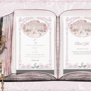 Romantic Digital Wedding Stationery Set Classic and Baroque Design, Instant Download
