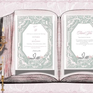Elegant Baroque Digital Wedding Invitation Suite  Swan Design, Vintage-Inspired, Perfect for Timeless Weddings
