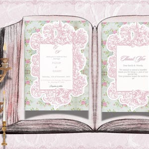 Romantic Digital Wedding Stationery Set Design, Instant Download