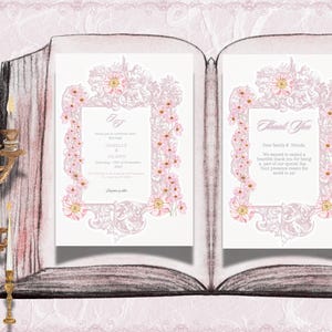 Digital Wedding Invitation and Thank You Cards  Vintage , Floral Design for Elegant Celebrations