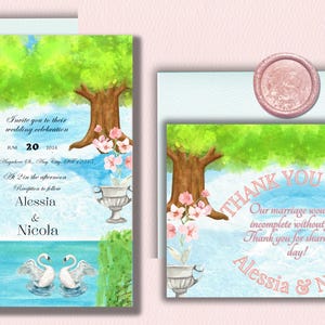 Conjunto encantador de convites de casamento digital inspirado na natureza Casamento romântico inspirado na natureza com um toque de luxo.