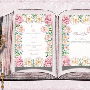Romantic Digital Wedding Stationery Set Classic and Baroque Design, Instant Download