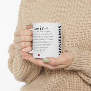 John Lennon Imagine Lyrics Song Mug - Perfect Gift for Fans of the Legendary Band and Rock N Roll Enthusiasts