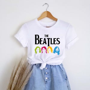 The Beatles Band Members Shirt - Iconic Faces of John Lennon, Paul McCartney, George Harrison, Ringo Starr - Perfect for Beatles Lovers