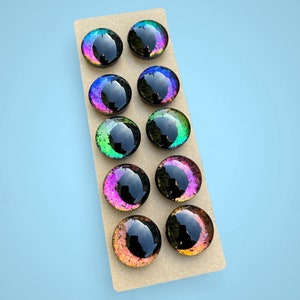 Ojos de seguridad que cambian de color en forma de camaleón / 1 par de ojos pintados a mano / 35 mm, 30 mm, 25 mm, 20 mm, 18 mm, 16 mm / Ojos con hundimiento desplazado / Ojos amigurumi kawaii