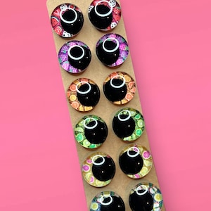 Fruity Glitter Handpainted Sinker Safety Eyes: Amigurumi Kawaii Fruit Eyes (1 Pair, 18-30mm)