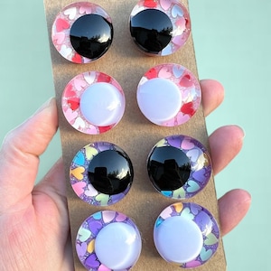 Candy Hearts Handpainted Glitter Sinker Safety Eyes: Amigurumi Kawaii Eyes (1 Pair, 18-35mm)