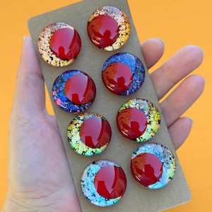 Ojos de seguridad de pupila roja de monstruo / 1 par de ojos de seguridad pintados a mano / Ojos de hundimiento de 30 mm, 25 mm, 20 mm y 18 mm / Ojos de seguridad con purpurina Amigurumi Kawaii