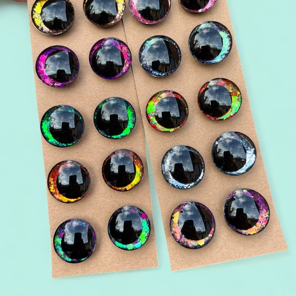 Gemstone Color Shifting Glitter Safety Eyes | 30mm 25mm 20mm 18mm Offset Pupil Recessed Sinker Eyes | Amigurumi Kawaii Safety Eyes | Crochet