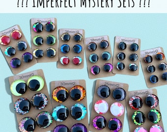 Conjunto misterioso imperfecto / 3 pares de ojos de seguridad pintados a mano seleccionados al azar / Ojos de amigurumi OffSet Sinker