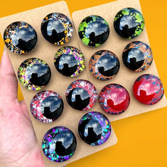 Spooky Collection | Handpainted Glitter Halloween Safety Eyes | 30mm 25mm 20mm 18mm 16mm | Sinker Eyes
