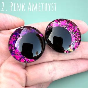 Ojos de seguridad con purpurina que cambian de color, con forma de piedras preciosas / 30 mm 25 mm 20 mm 18 mm / Ojos de hundimiento desplazados / Amigurumi Kawaii 2. Pink Amethyst