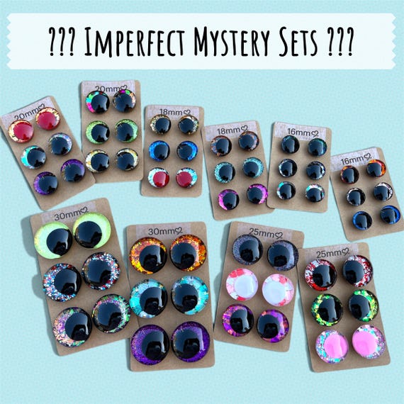 Imperfect Mystery Set | 3 Pairs of Randomly Selected Hand-Painted Safety Eyes | OffSet Sinker Amigurumi Eyes