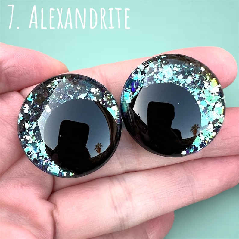 Ojos de seguridad con purpurina que cambian de color, con forma de piedras preciosas / 30 mm 25 mm 20 mm 18 mm / Ojos de hundimiento desplazados / Amigurumi Kawaii 7. Alexandrite