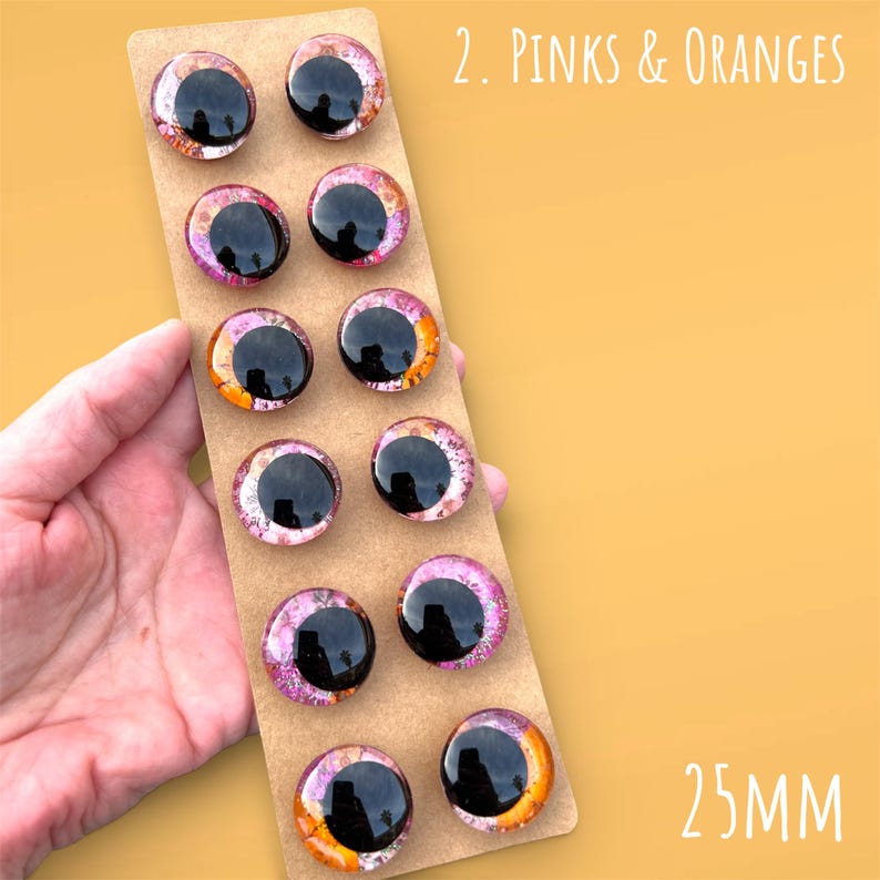Dried Flower Safety Eyes | Hand-Painted Glitter and Flowers Sinker Eyes | 25-35mm | Amigurumi Kawaii Crochet image 11