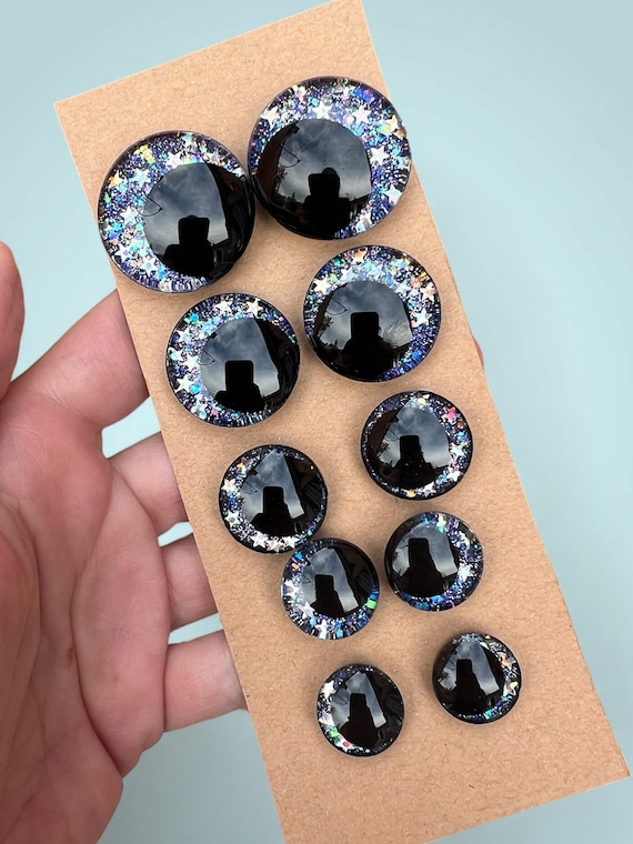 Galaxy Glitter Safety Eyes | Handpainted Star Sinker Eyes | 1 Pair 35mm-14mm | Amigurumi Kawaii