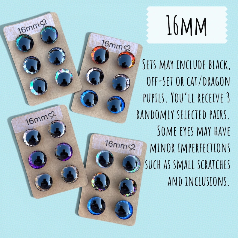 Imperfect Mystery Set | 3 Pairs of Randomly Selected Hand-Painted Safety Eyes | OffSet Sinker Amigurumi Eyes image 7