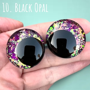 Ojos de seguridad con purpurina que cambian de color, con forma de piedras preciosas / 30 mm 25 mm 20 mm 18 mm / Ojos de hundimiento desplazados / Amigurumi Kawaii 10. Black Opal